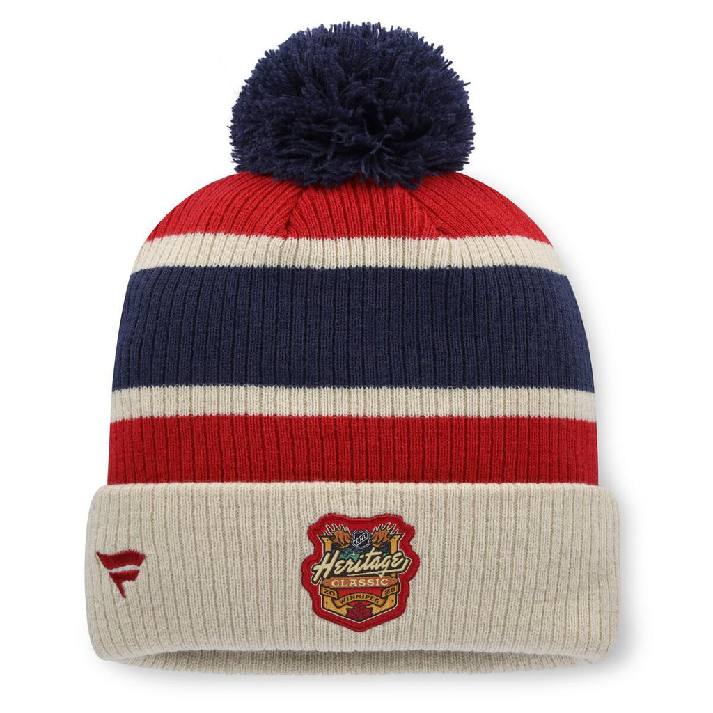 Montreal Canadiens NHL Fanatics Branded Men Red 2026 Heritage Classic Cuff Pom Knit Hat product image 2, provided for visual