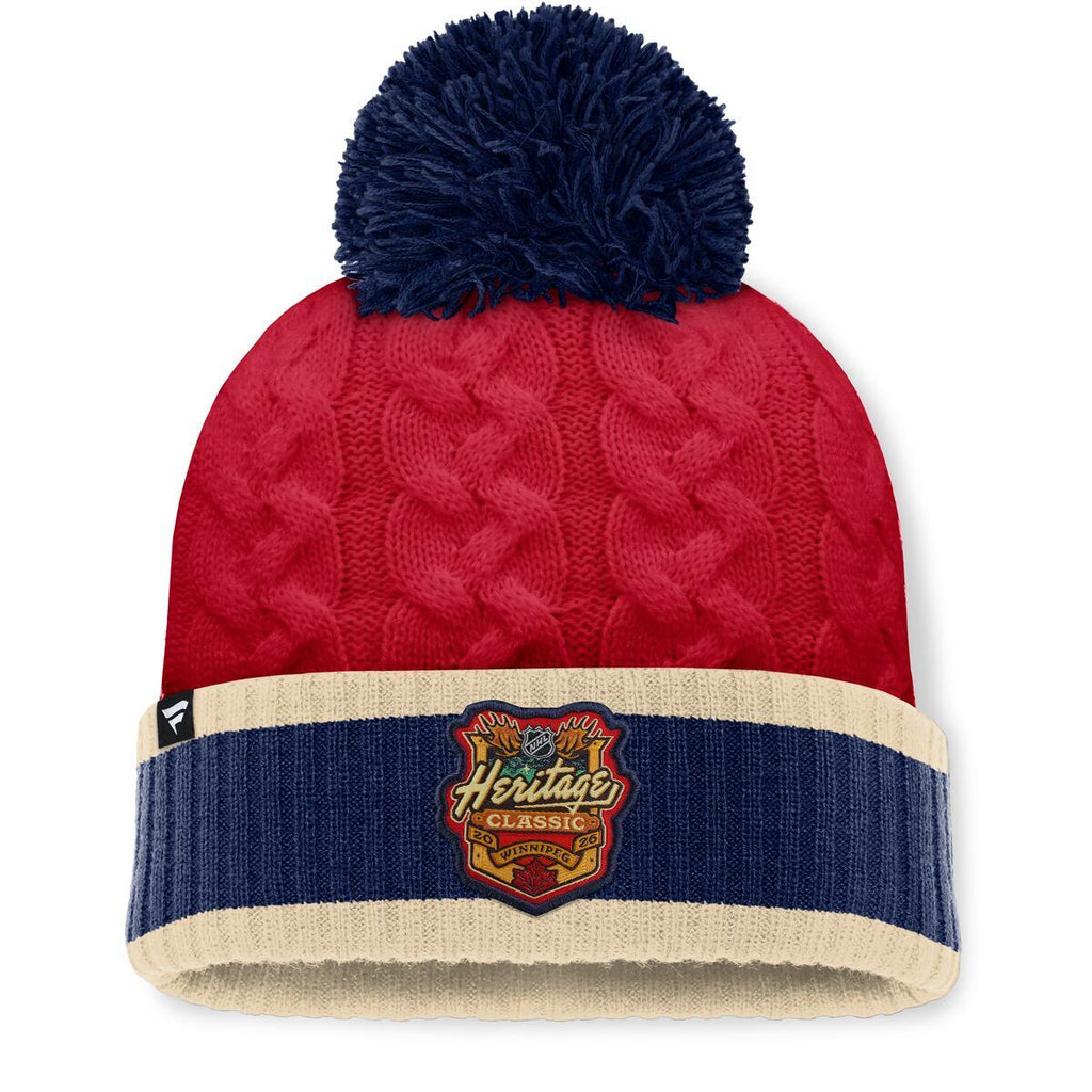Montreal Canadiens NHL Fanatics Branded Women Red 2026 Heritage Classic Cuff Pom Knit Hat product image 2, provided for