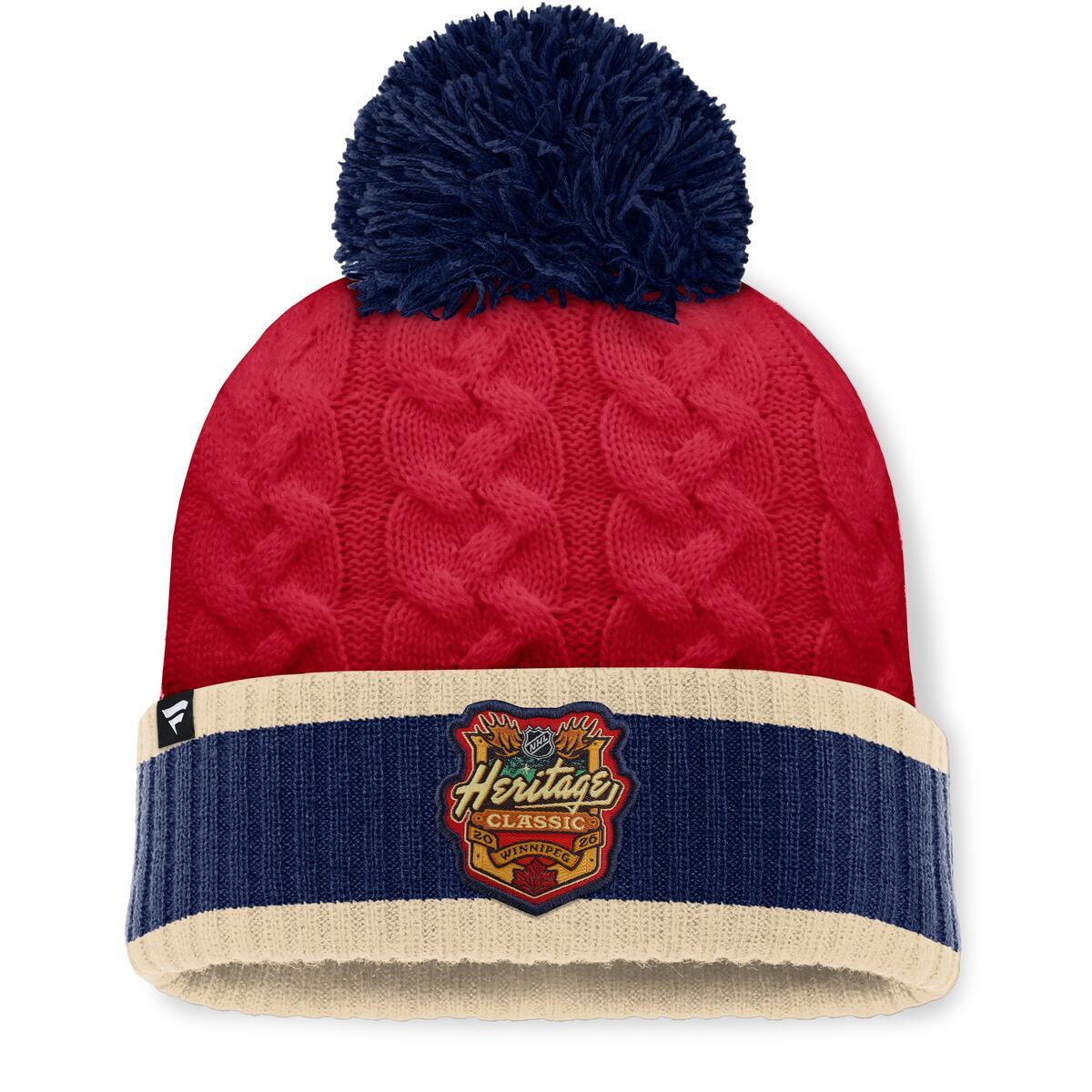 Montreal Canadiens NHL Fanatics Branded Women Red 2026 Heritage Classic Cuff Pom Knit Hat product image 2, provided for