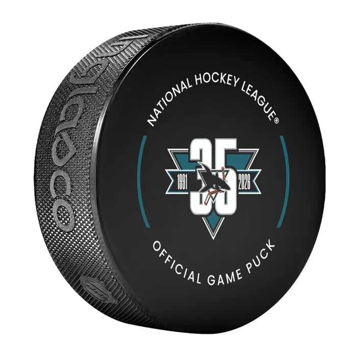 San Jose Sharks NHL Inglasco 2025-26 35th Anniversary Officially Licensed Game Hockey Puck product image 3, provided for
