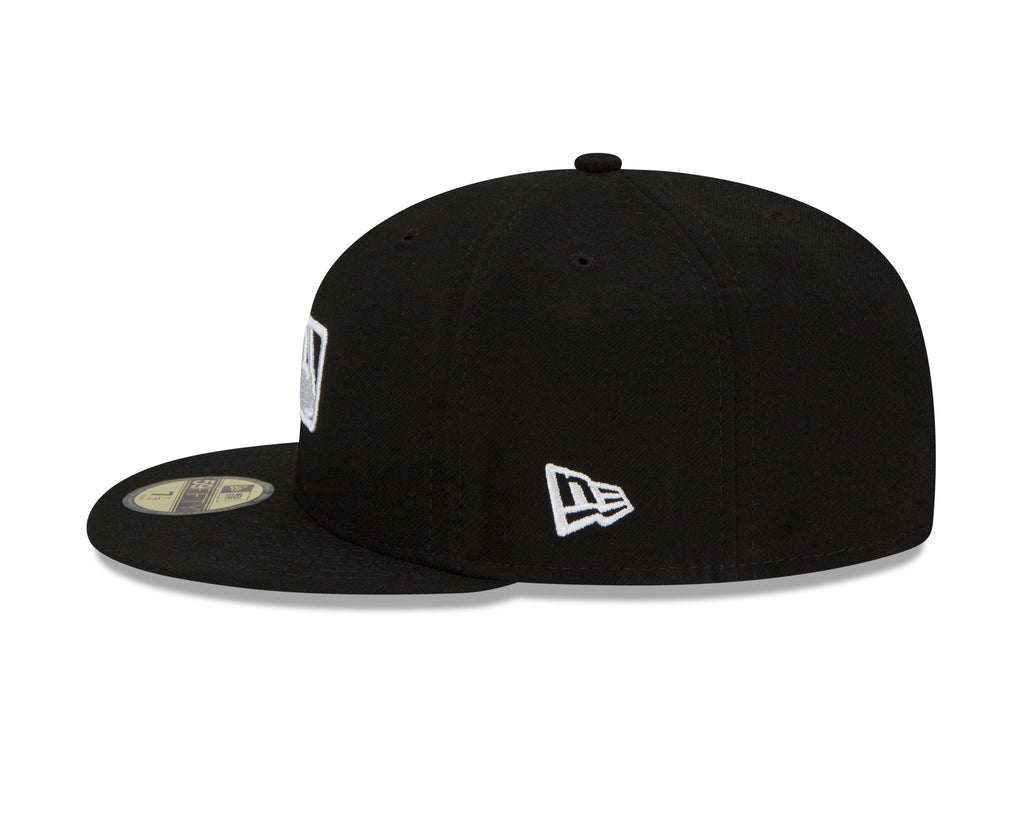 MLB Batterman Logo New Era Men Black White 59Fifty Leather Sweatband Fitted Hat product image 3, provided for visual