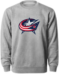 Columbus Blue Jackets NHL Bulletin Men Athletic Grey Twill Logo Express Crew Sweater product image 1, provided for visual