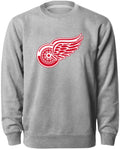 Detroit Red Wings NHL Bulletin Men Athletic Grey Twill Logo Express Crew Sweater product image 1, provided for visual