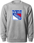 New York Rangers NHL Bulletin Men Athletic Grey Twill Logo Express Crew Sweater product image 1, provided for visual