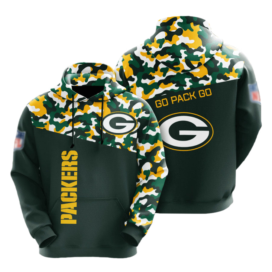 Green Bay Packers color camouflage light weight hoodie product image 1