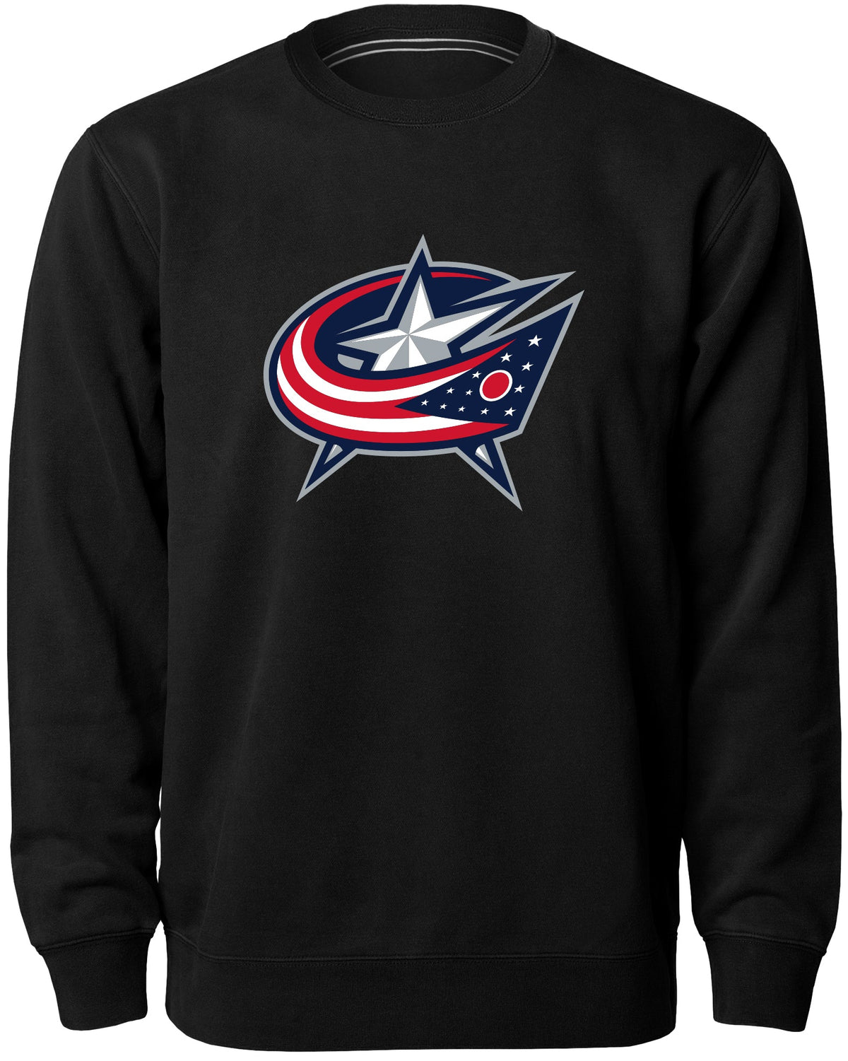 Columbus Blue Jackets NHL Bulletin Men Black Twill Logo Express Crew Sweater product image 1, provided for visual reference