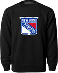 New York Rangers NHL Bulletin Men Black Twill Logo Express Crew Sweater product image 1, provided for visual reference and