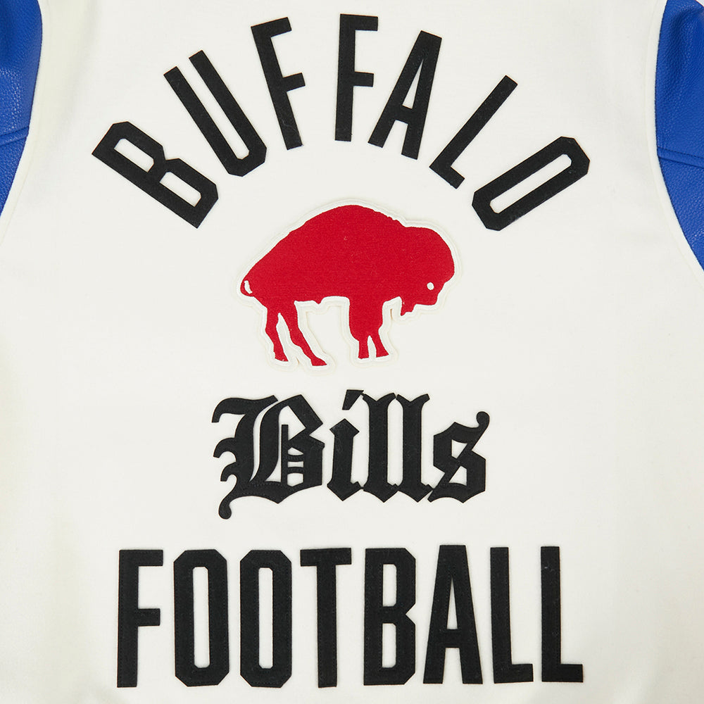 Buffalo Bills NFL Pro Standard Men Eggshell/Royal Blue Modern Originals Rib Wool Varsity Jacket product image 8, provided