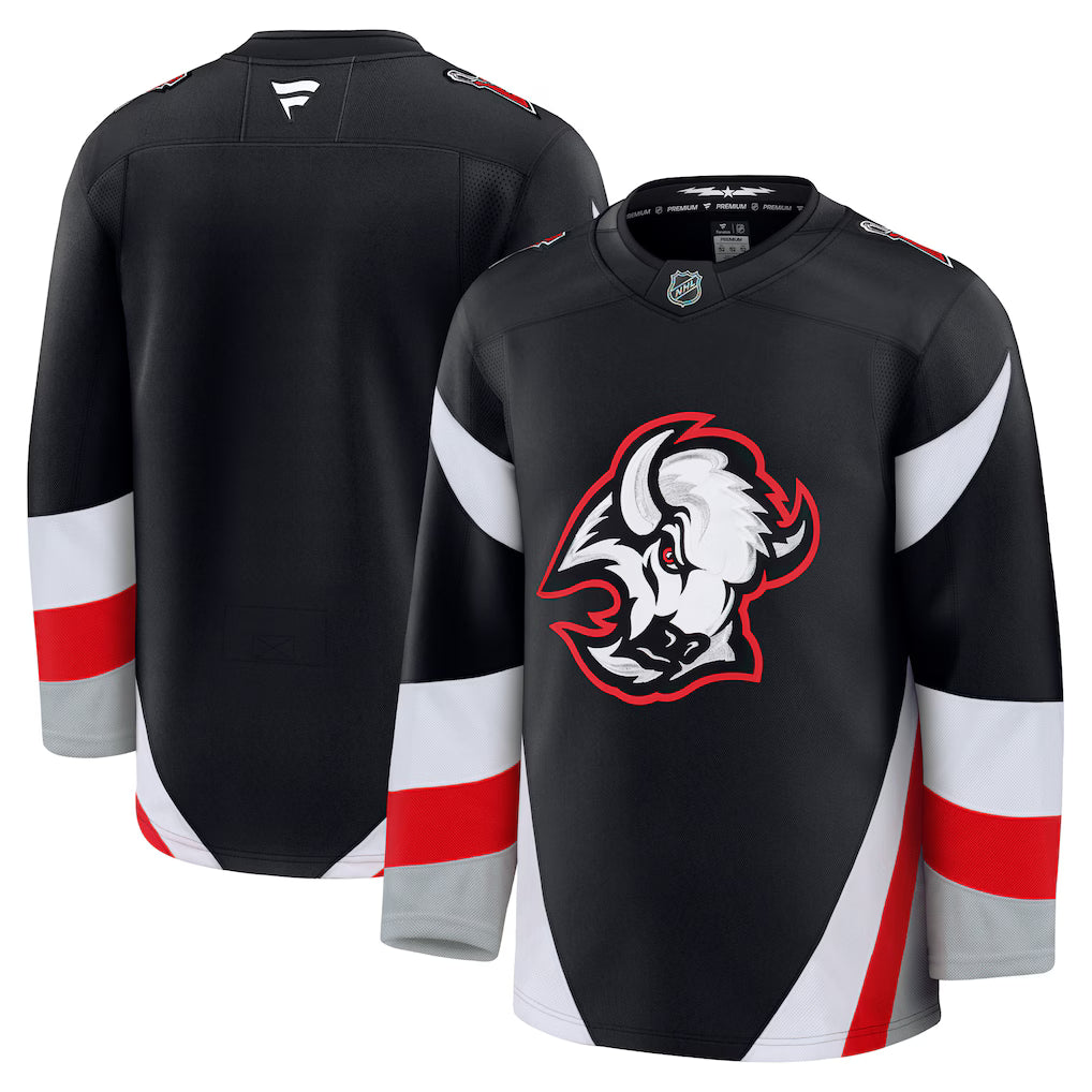 Buffalo Sabres NHL Fanatics Branded Men Black Alternate Premium Jersey product image 3, provided for visual reference and