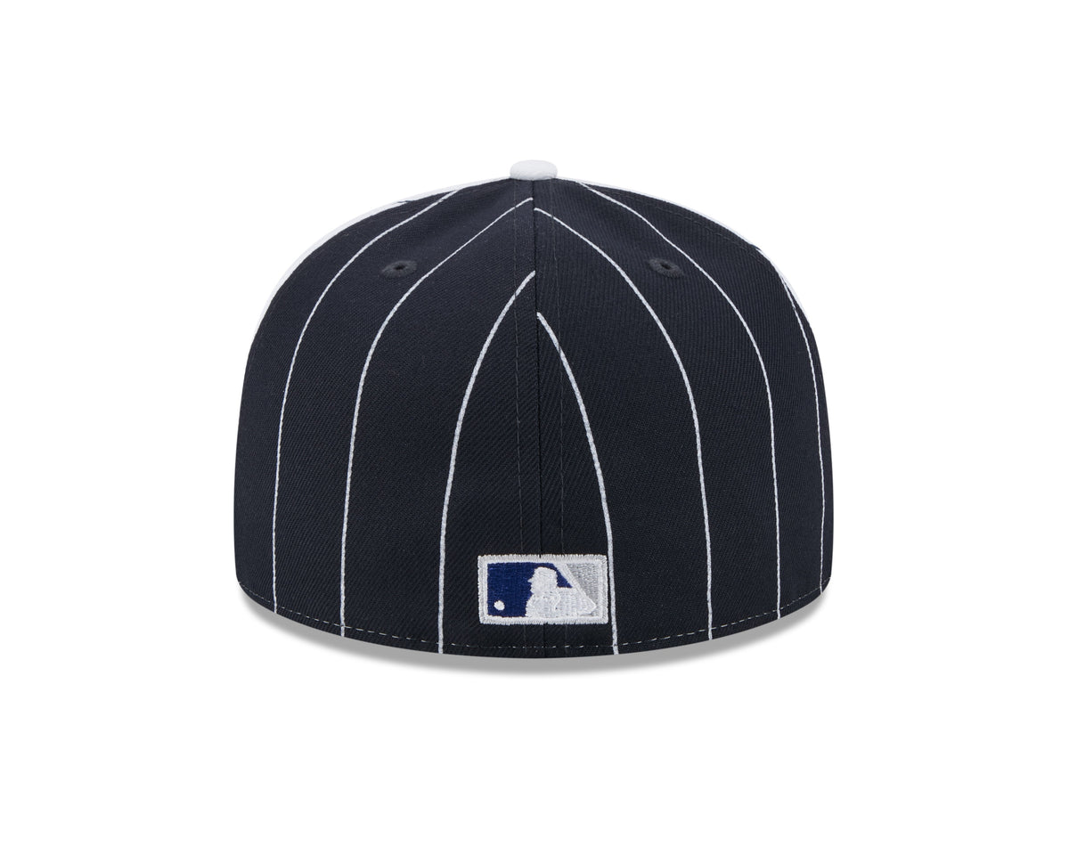 Chicago Cubs MLB New Era Men Navy 59Fifty Two Tone Pinstripe Fitted Hat product image 2, provided for visual reference and