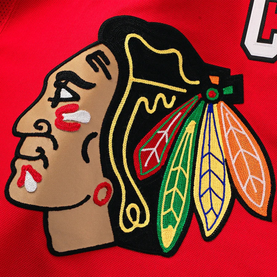 Connor Bedard Chicago Blackhawks NHL Fanatics Branded Men Red Premium Jersey product image 5, provided for visual reference