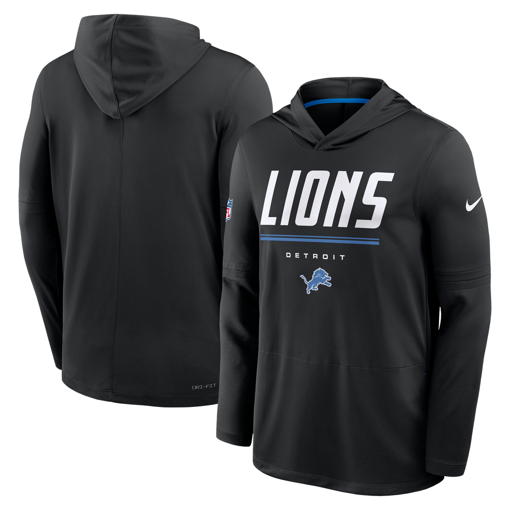 Detroit Lions NFL Nike Men Black Spark Sideline Dri-FIT Lightweight Long Sleeve Hoodie product image 3, provided for visual