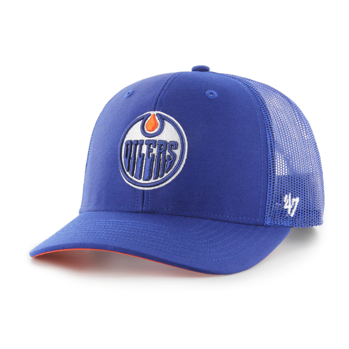 Edmonton Oilers NHL 47 Brand Men Royal Trucker Snapback product image 1, provided for visual reference and product detail