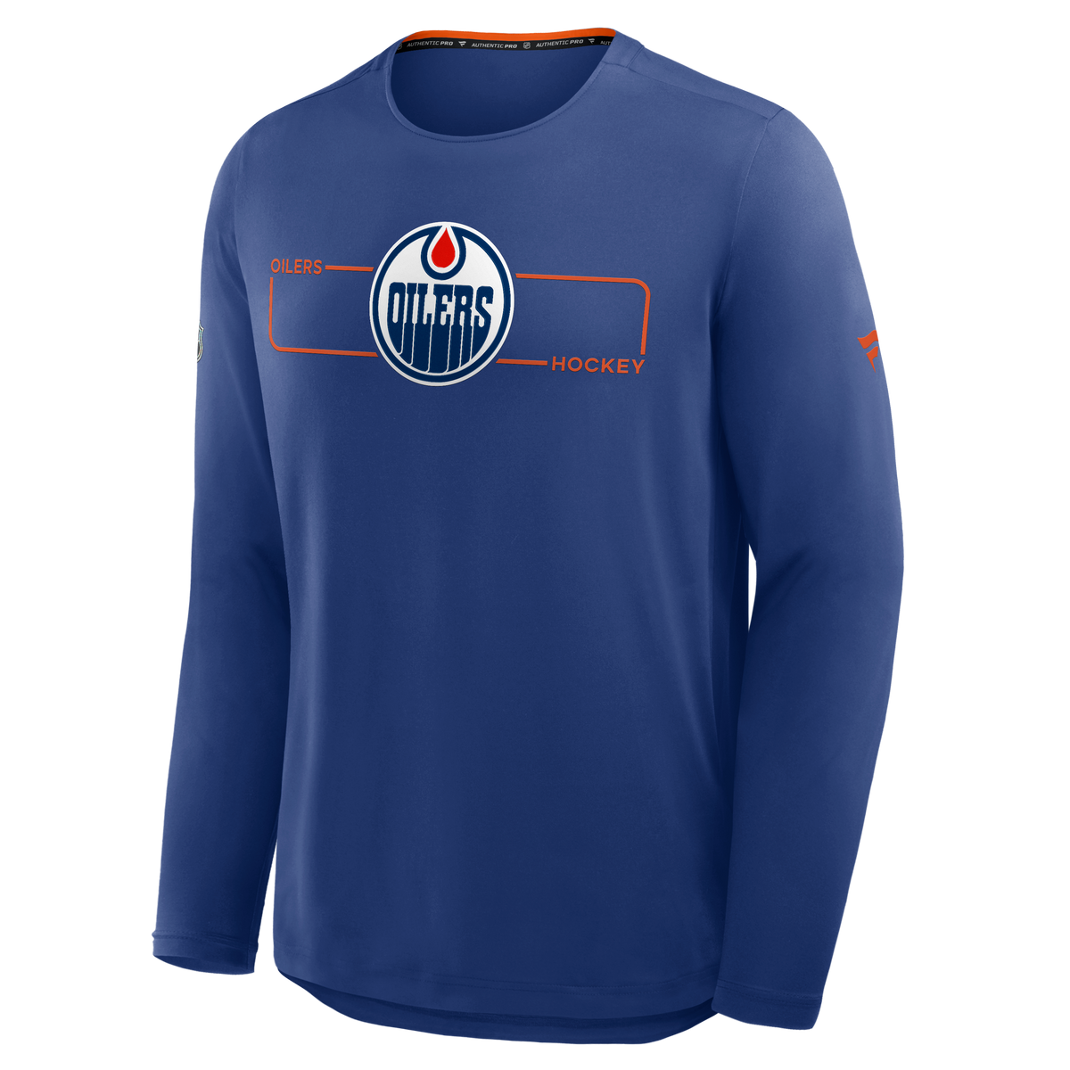 Edmonton Oilers NHL Fanatics Branded Men Navy Authentic Pro Rink Tech Long-sleeve Shirt product image 1, provided for visual