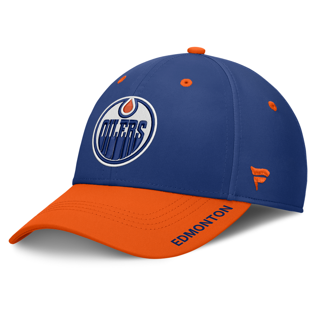 Edmonton Oilers NHL Fanatics Branded Men Royal Blue/Orange Authentic Pro Rink Stretch Fit Hat product image 1, provided for