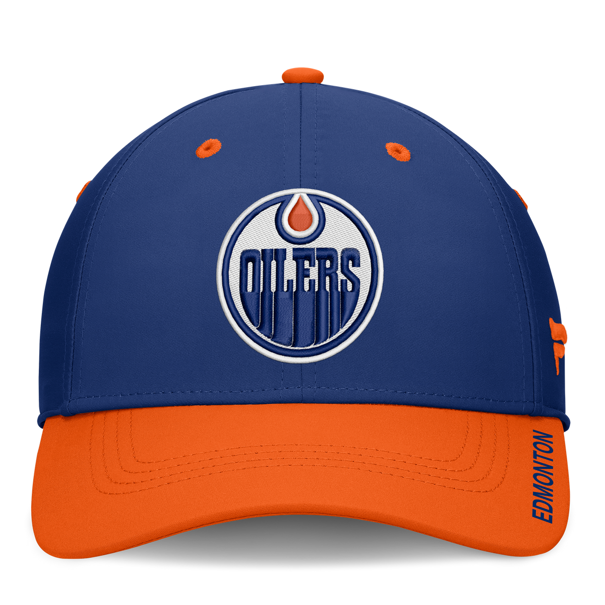 Edmonton Oilers NHL Fanatics Branded Men Royal Blue/Orange Authentic Pro Rink Stretch Fit Hat product image 3, provided for
