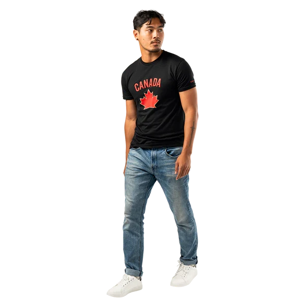 Hockey Canada IIHF Bauer Men Black Graphic One Leaf T-Shirt product image 1, provided for visual reference and product