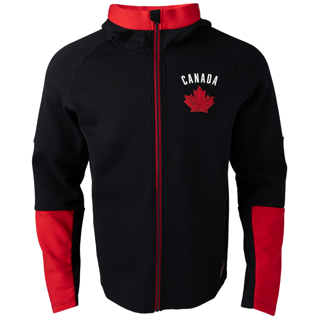 Hockey Canada IIHF Bauer Men Black Performance Full Zip Hoodie product image 1, provided for visual reference and product