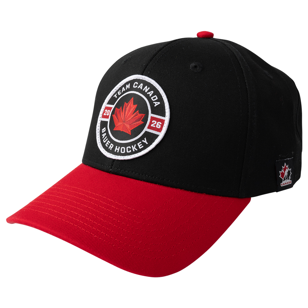 Hockey Canada IIHF Bauer Men Black/Red Two Tone Adjustable Hat product image 1, provided for visual reference and product