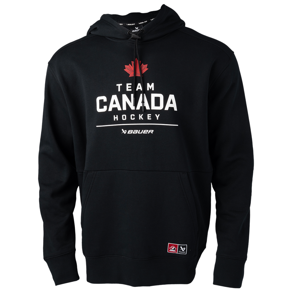 Hockey Canada IIHF Bauer Men Black Stacked Pullover Hoodie product image 1, provided for visual reference and product detail
