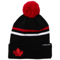 Hockey Canada IIHF Bauer Men Black Striped Cuff Pom Knit product image 1, provided for visual reference and product detail