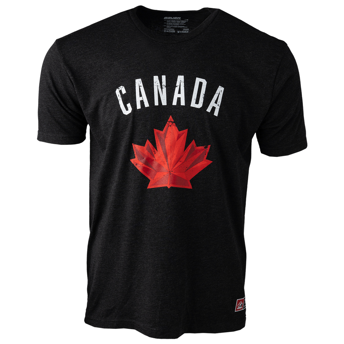 Hockey Canada IIHF Bauer Men Black Tri Blend Distressed T-Shirt product image 1, provided for visual reference and product