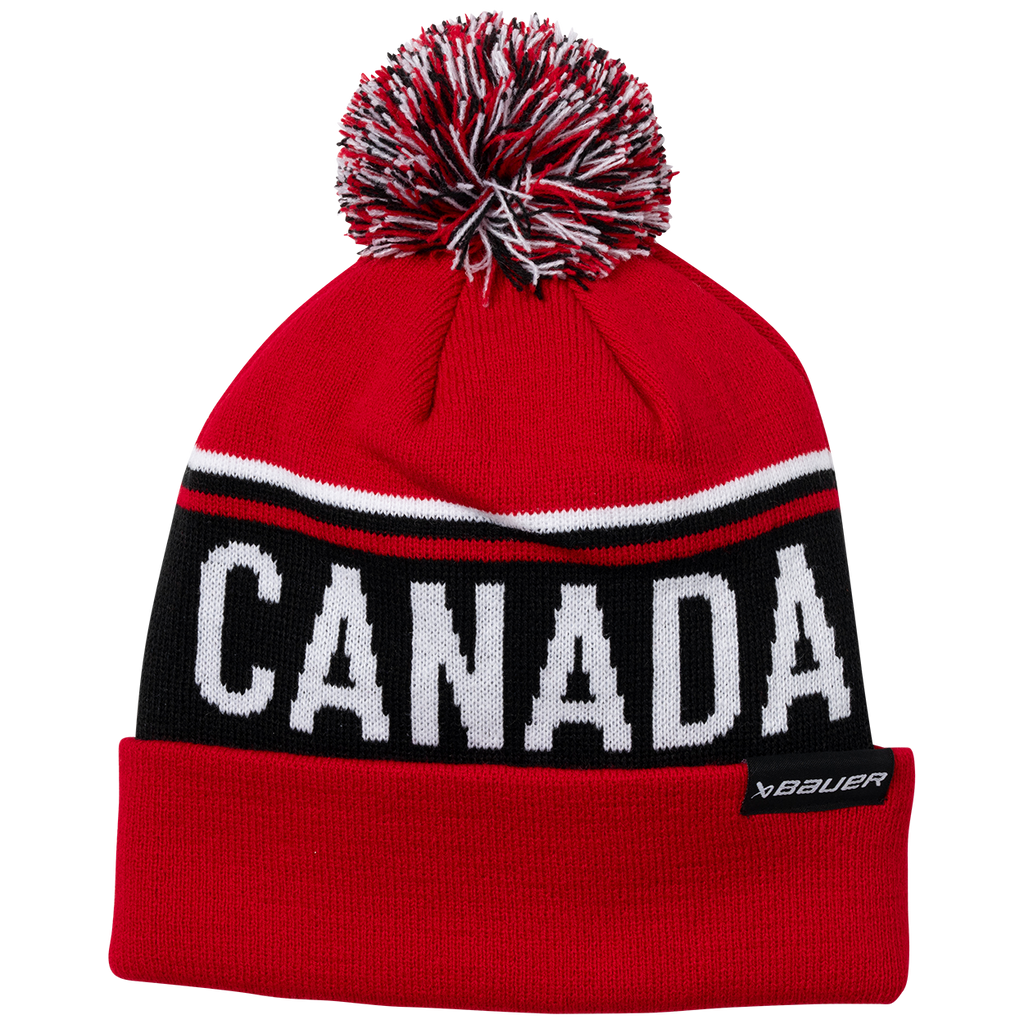 Hockey Canada IIHF Bauer Men Red Cuff Pom Knit product image 2, provided for visual reference and product detail review