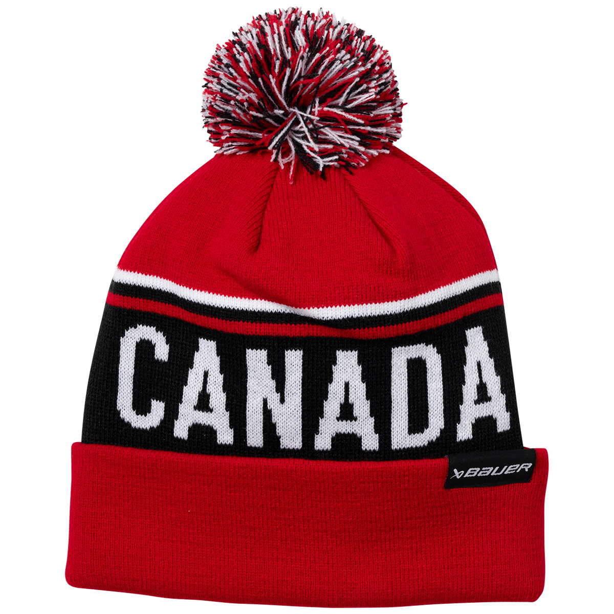 Hockey Canada IIHF Bauer Men Red Cuff Pom Knit product image 2, provided for visual reference and product detail review