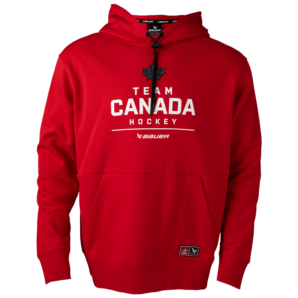 Hockey Canada IIHF Bauer Men Red Stacked Pullover Hoodie product image 1, provided for visual reference and product detail