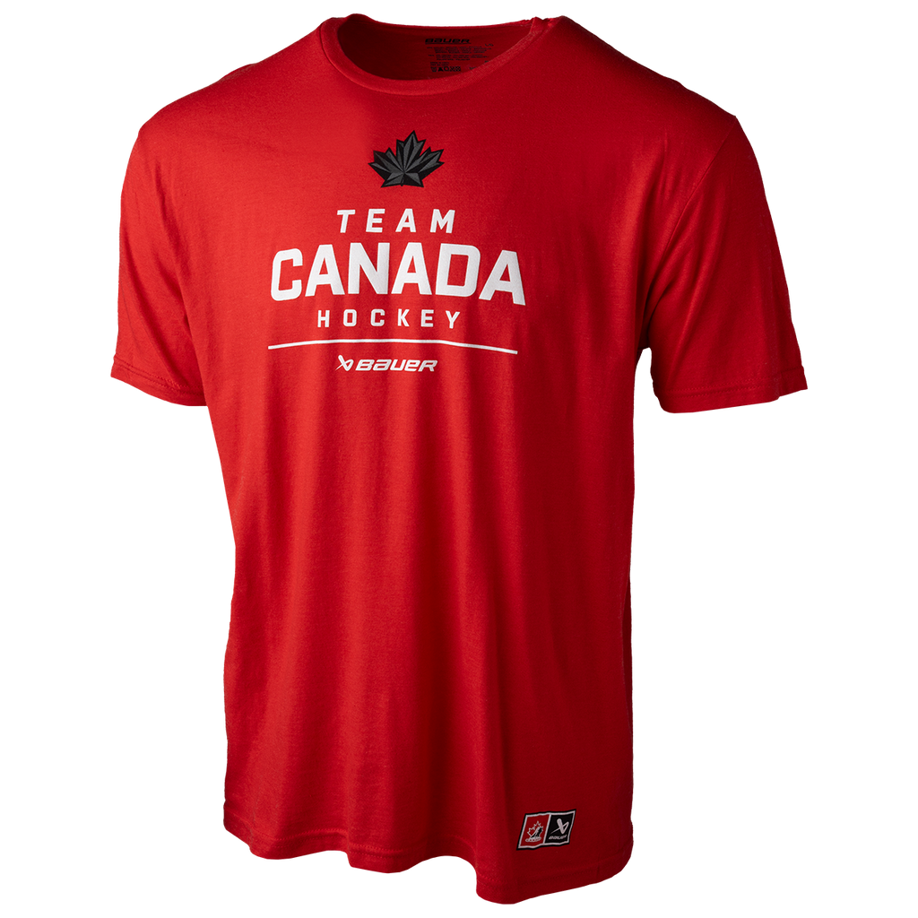 Hockey Canada IIHF Bauer Men Red Stacked T-Shirt product image 3, provided for visual reference and product detail review