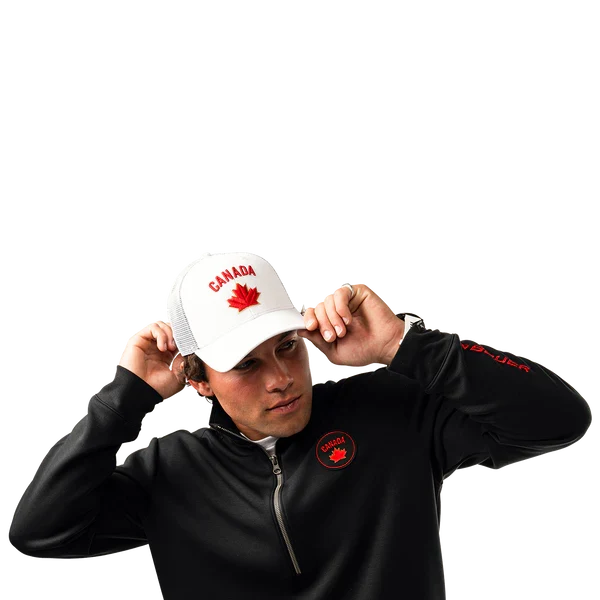 Hockey Canada IIHF Bauer Men White One Leaf Mesh Snapback product image 3, provided for visual reference and product detail