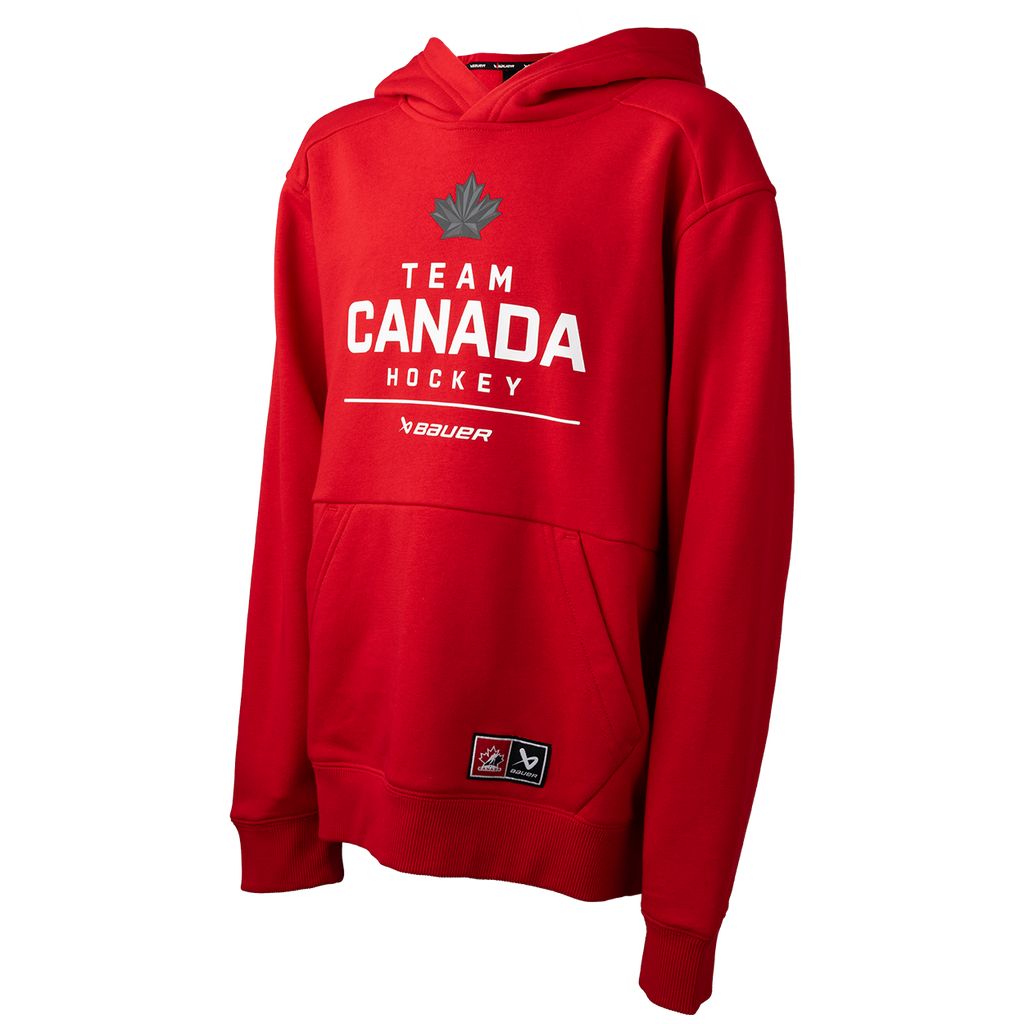Hockey Canada IIHF Bauer Youth Red Stacked Pullover Hoodie product image 3, provided for visual reference and product detail