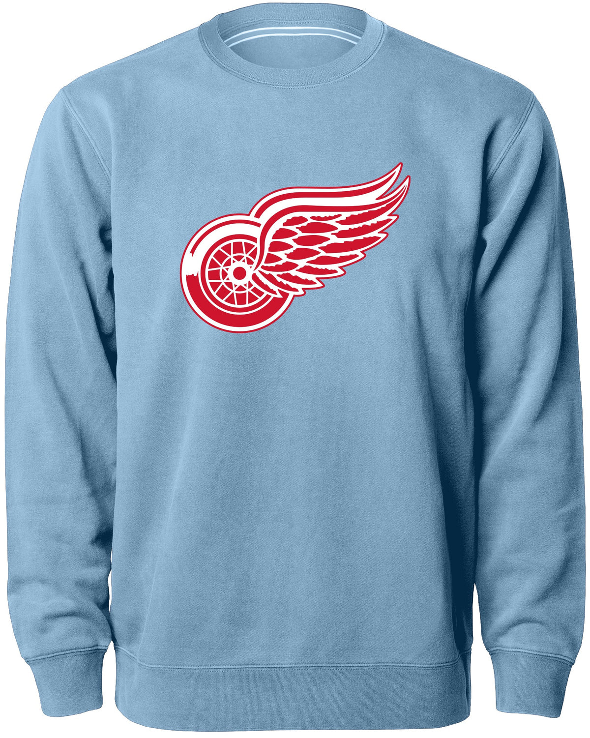Detroit Red Wings NHL Bulletin Men Light Blue Twill Logo Express Crew Sweater product image 1, provided for visual reference