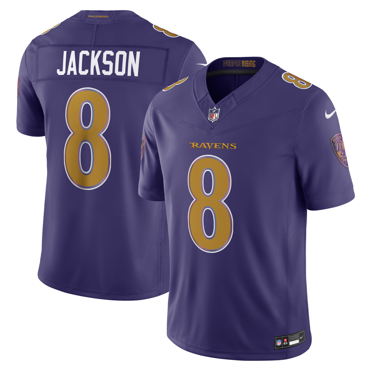 Lamar Jackson Baltimore Ravens NFL Nike Men New Orchid Purple Vapor F.U.S.E. Limited Jersey product image 3, provided for