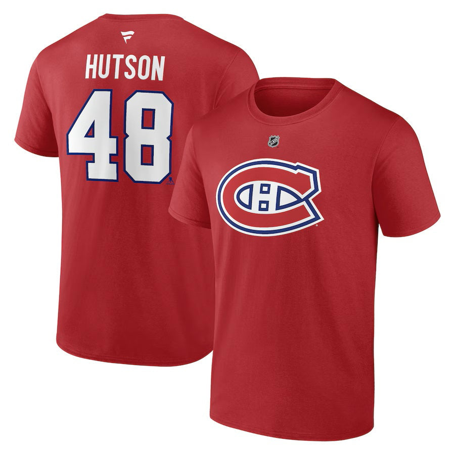 Lane Hutson Montreal Canadiens NHL Fanatics Branded Men Red Authentic T-Shirt product image 3, provided for visual reference
