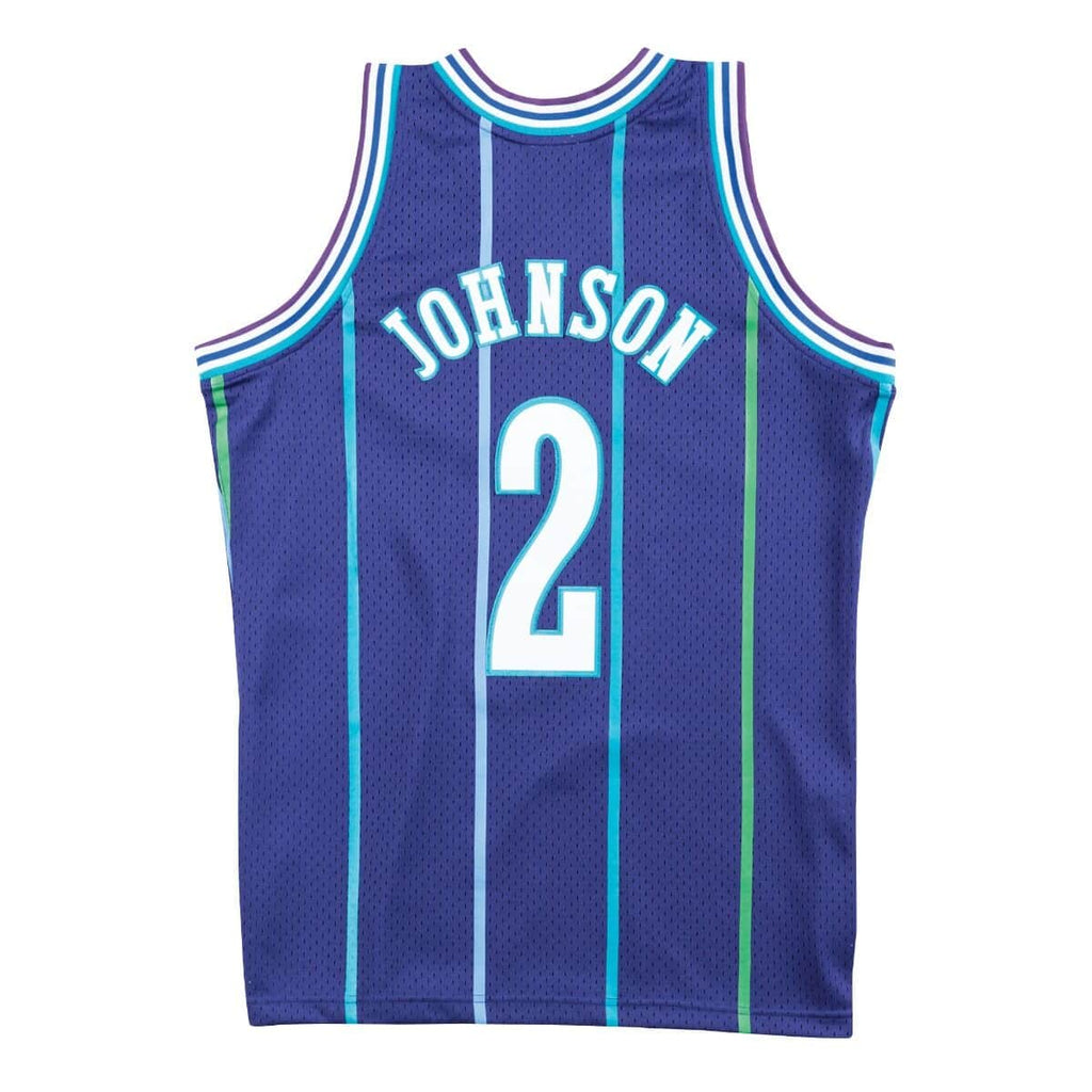 Larry Johnson Charlotte Hornets NBA Mitchell & Ness Men Purple 1994-95 Hardwood Classics Swingman Jersey product image 1,