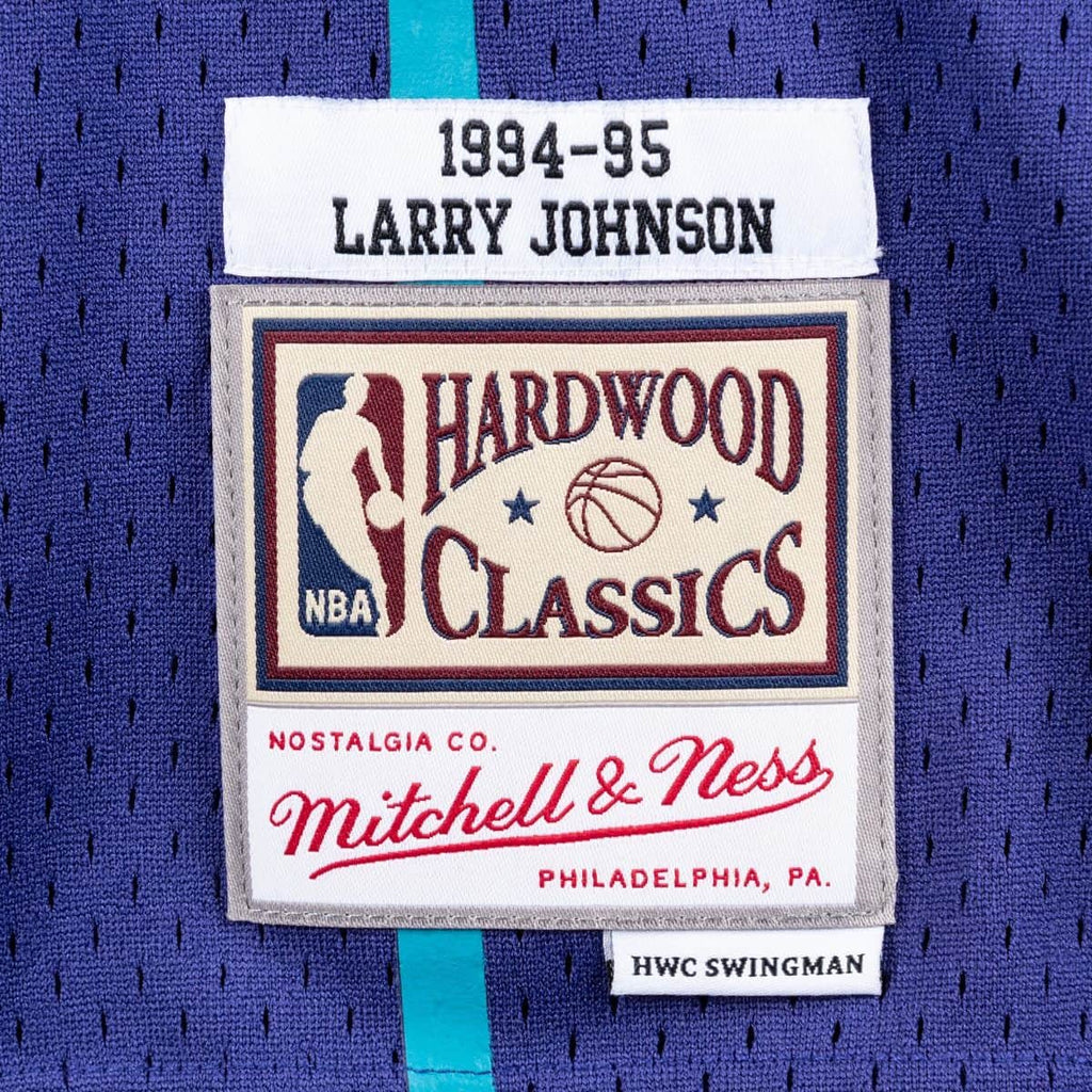 Larry Johnson Charlotte Hornets NBA Mitchell & Ness Men Purple 1994-95 Hardwood Classics Swingman Jersey product image 3,