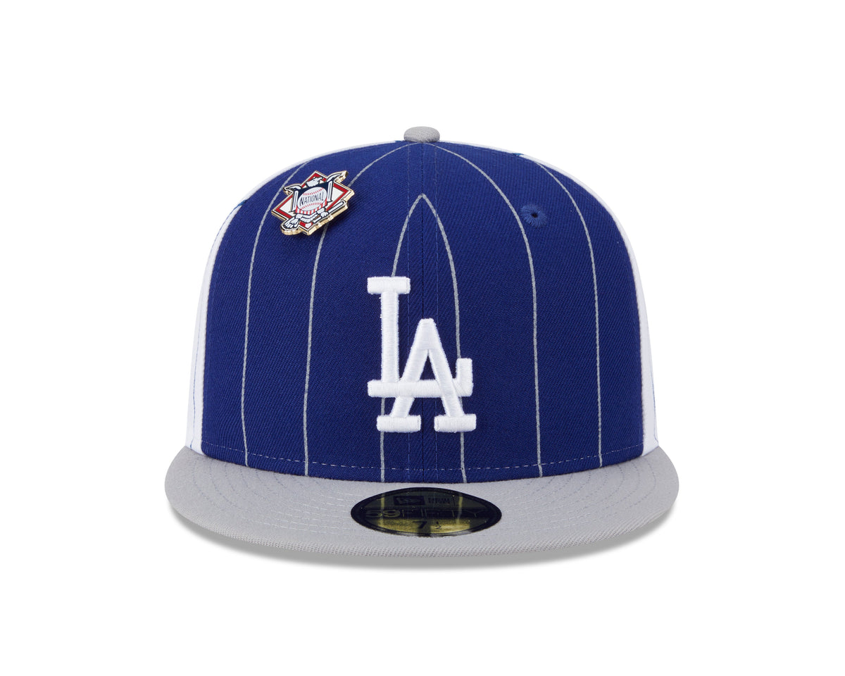 Los Angeles Dodgers MLB New Era Men Navy 59Fifty Two Tone Pinstripe Fitted Hat product image 3, provided for visual