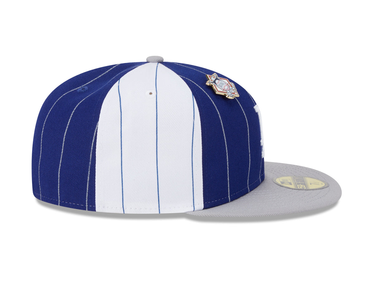 Los Angeles Dodgers MLB New Era Men Navy 59Fifty Two Tone Pinstripe Fitted Hat product image 6, provided for visual