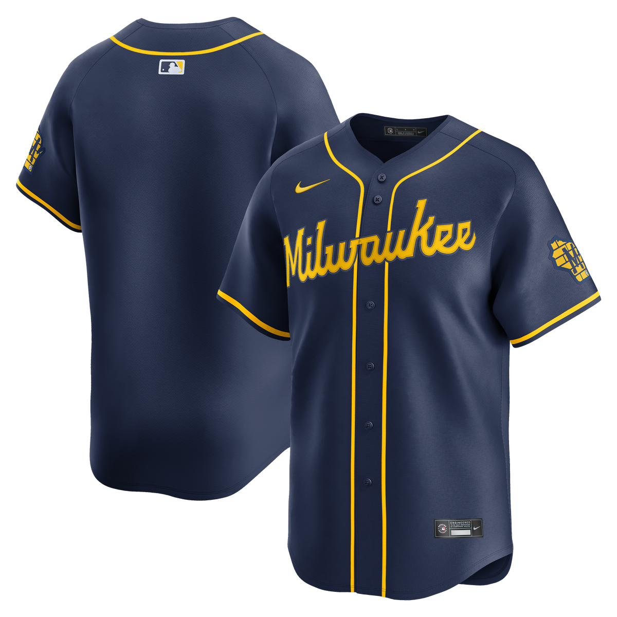 Milwaukee Brewers MLB Nike Men Midnight Navy Alternate Limited Jersey product image 3, provided for visual reference and