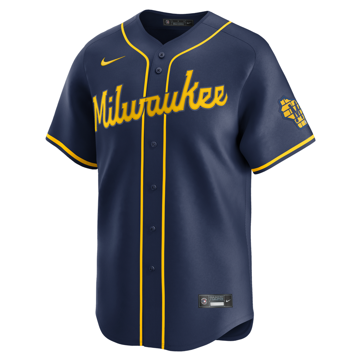 Milwaukee Brewers MLB Nike Men Midnight Navy Alternate Limited Jersey product image 1, provided for visual reference and