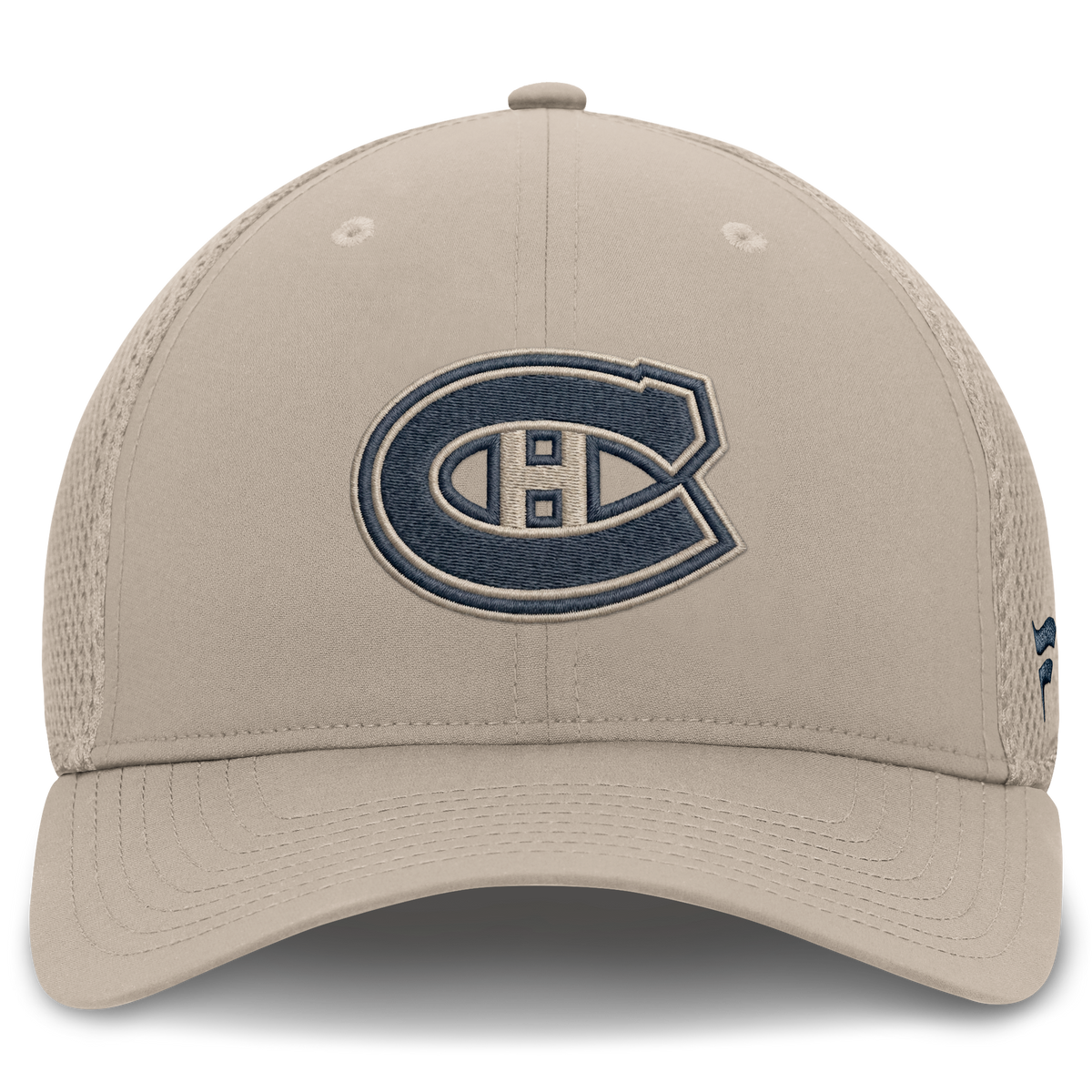 Montreal Canadiens NHL Fanatics Branded Men Beige Authentic Pro Road Stretch Meshback Hat product image 3, provided for