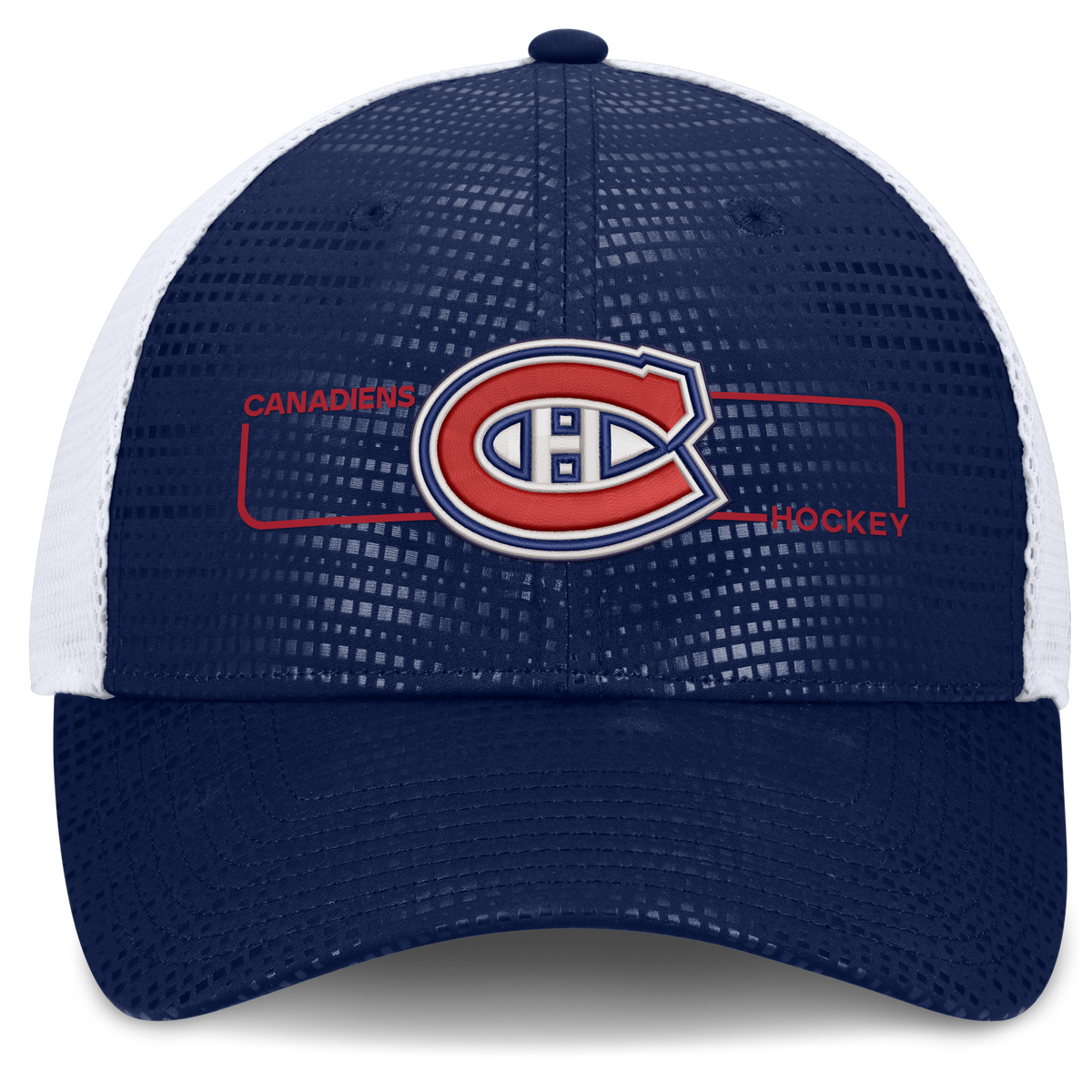 Montreal Canadiens NHL Fanatics Branded Men Navy Authentic Pro Rink Boxed Logo Trucker Snapback product image 3, provided
