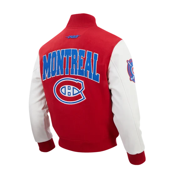 Montreal Canadiens NHL Pro Standard Men Red/White City Arch Wool Varsity Jacket product image 2, provided for visual