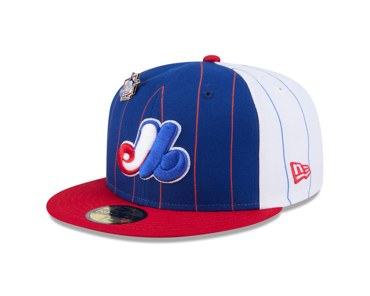 Montreal Expos MLB New Era Men Royal Blue 59Fifty Two Tone Pinstripe Fitted Hat product image 4, provided for visual
