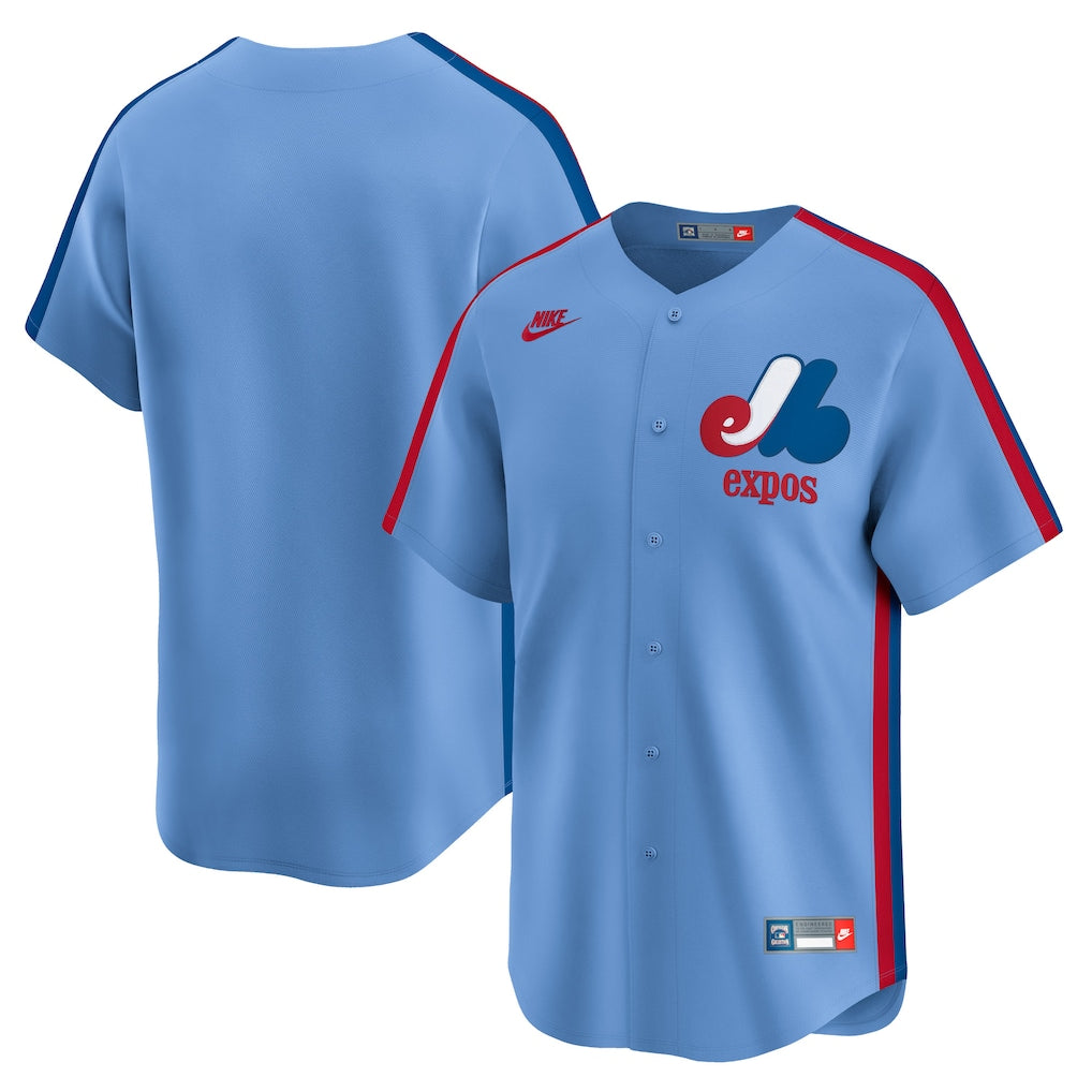 Montreal Expos MLB Nike Men Light Blue Cooperstown Limited Jersey product image 3, provided for visual reference and product