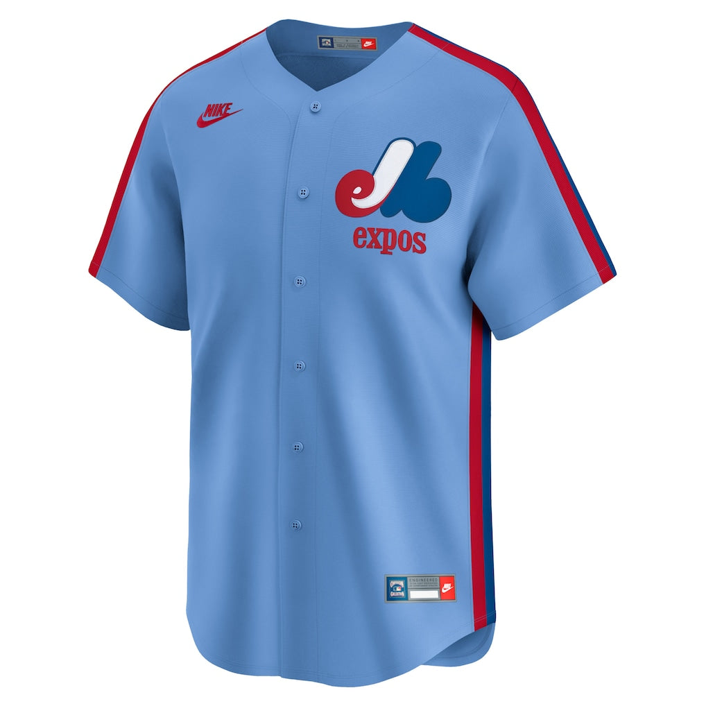 Montreal Expos MLB Nike Men Light Blue Cooperstown Limited Jersey product image 1, provided for visual reference and product