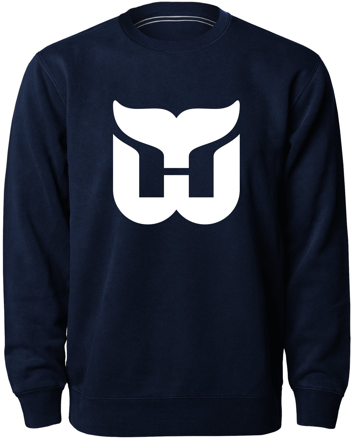 Hartford Whalers NHL Bulletin Men Navy Twill Logo Express Crew Sweater product image 1, provided for visual reference and
