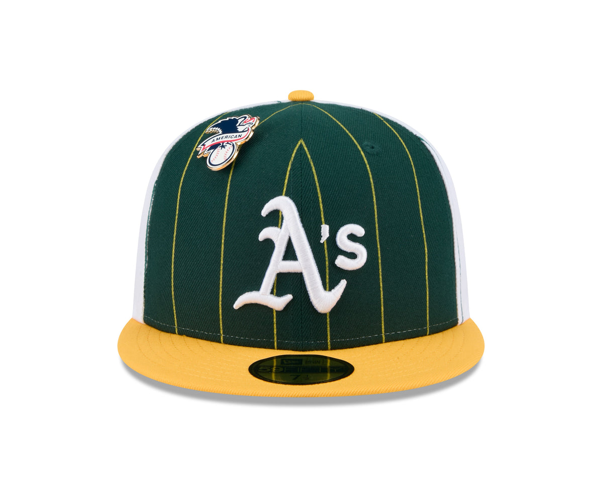 Oakland Athletics MLB New Era Men Green 59Fifty Two Tone Pinstripe Fitted Hat product image 3, provided for visual reference