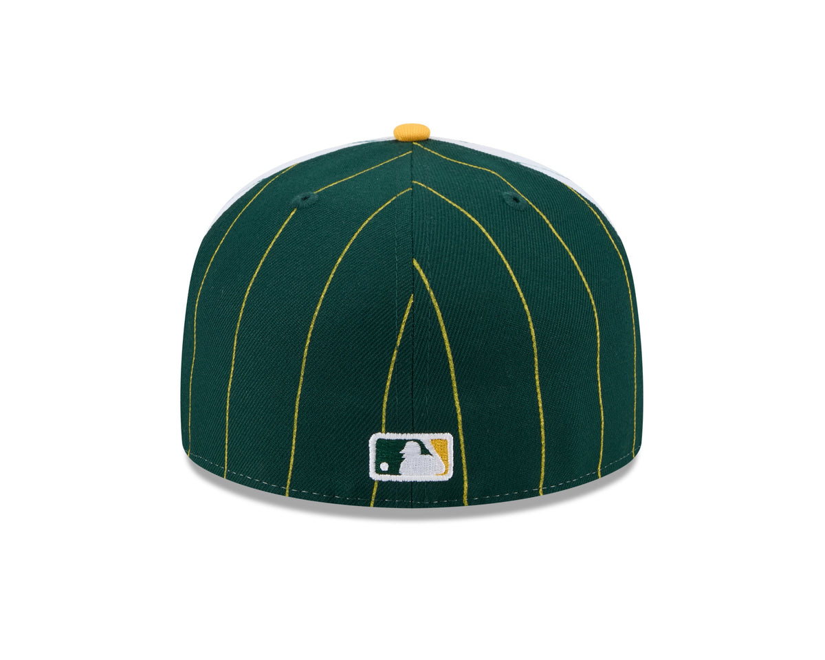 Oakland Athletics MLB New Era Men Green 59Fifty Two Tone Pinstripe Fitted Hat product image 2, provided for visual reference